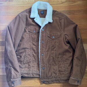 Men's GAP L Sherpa-Lined Corduroy Trucker Jacket